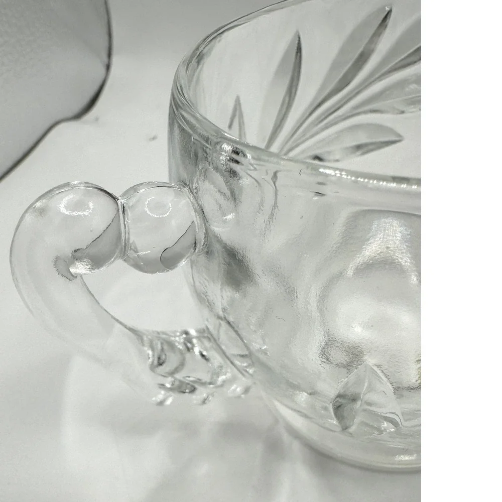 Clear Indiana Glass Willow Leaf Pattern Creamer‎ and Sugar Bowl 1950s Vintage